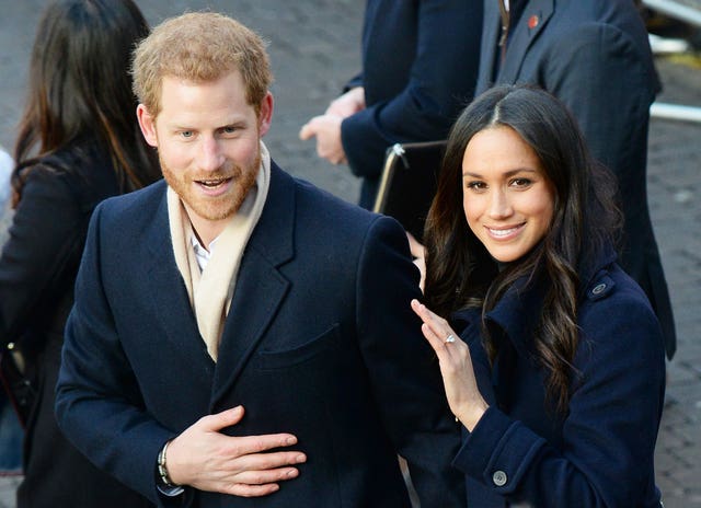 Harry and Meghan on their first walkabout in 2017 in Nottingham