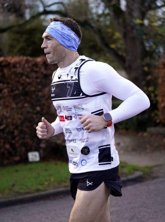 Kevin Sinfield running during his latest charity challenge