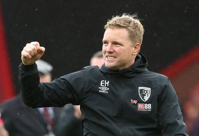 Bournemouth manager Eddie Howe celebrates the victory 