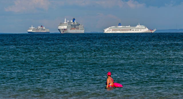 Cruise ships near Bournemouth