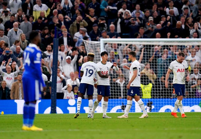 Tottenham celebrate with Son Heung-min