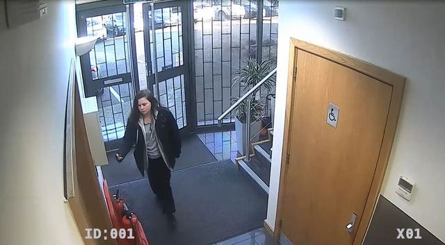 CCTV screengrab issued by Thames Valley Police of Leah Croucher arriving for work the day before she went missing