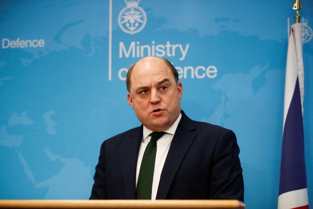 Defence Secretary Ben Wallace speaks during a press conference 