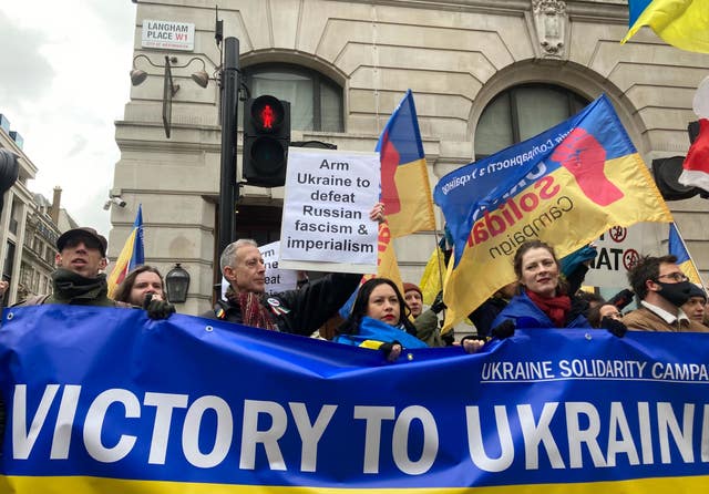 Peter Tatchell and pro-Ukraine supporters 