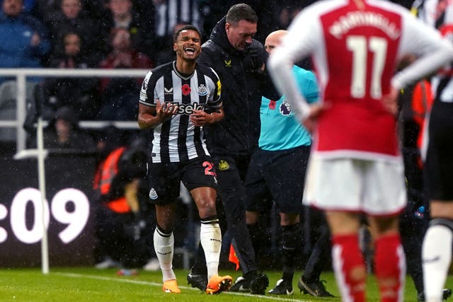 Jacob Murphy, left, leaves the pitch injured against Arsenal