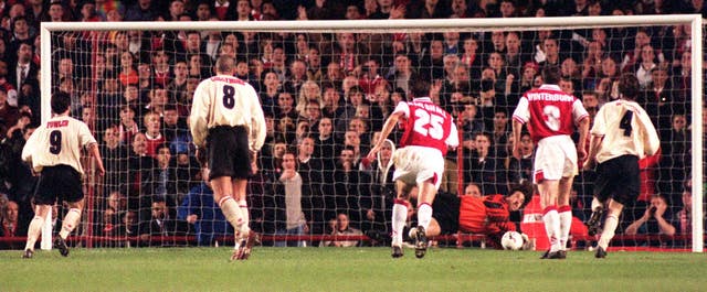 Robbie Fowler’s penalty was saved by David Seaman but Jason McAteer scored the rebound
