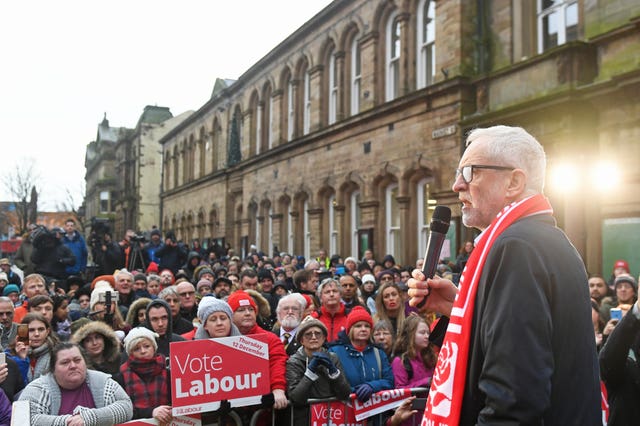 Labour Party leader Jeremy Corbyn speaks to supporters during a visit to Pendle, Lancashire