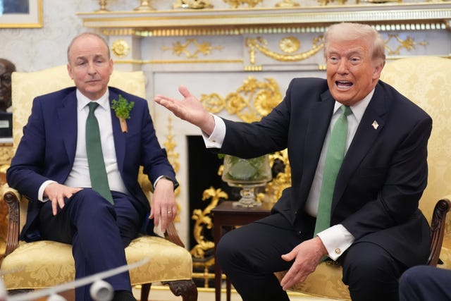 Taoiseach Micheal Martin during a bilateral meeting with Donald Trump at the White House 