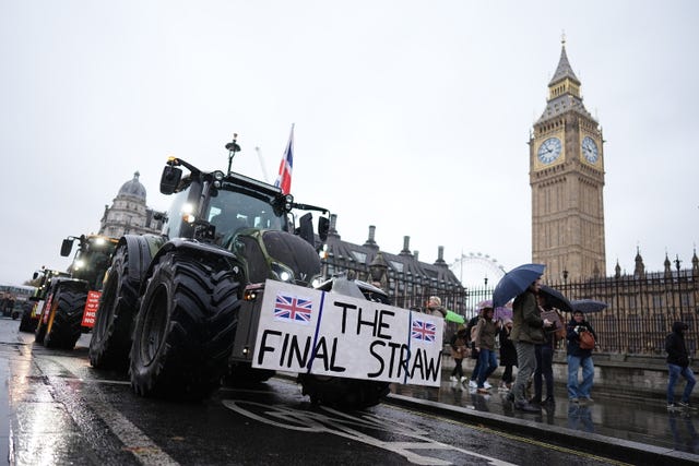 Tractor on a road with Big Ben in the background