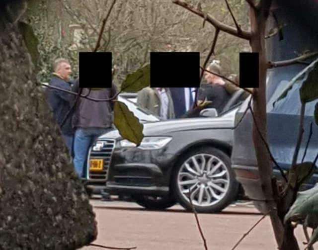 Surveillance image of GRU officers being apprehended by Dutch intelligence officers
