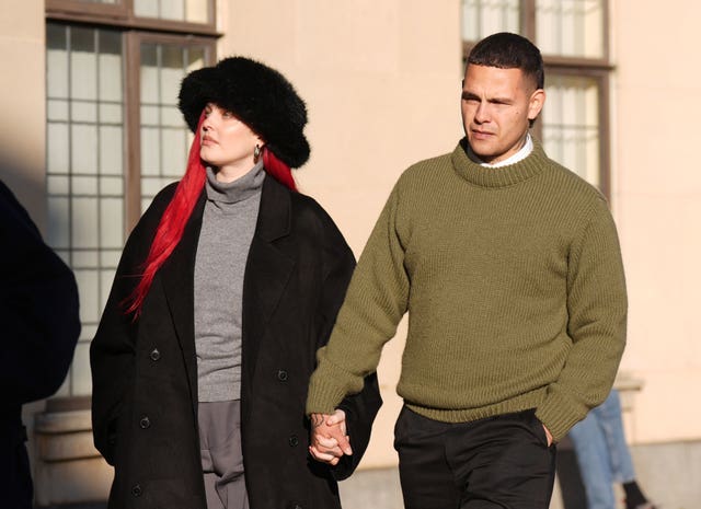 Tyron Frampton arrives at court with his wife, the musician Anne-Marie (Joe Giddens/PA)