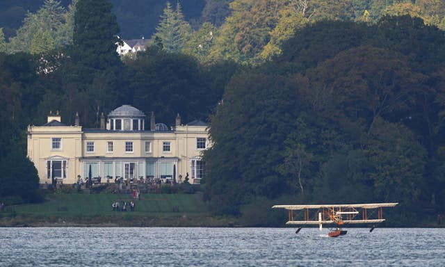 Waterbird replica makes its inaugural flight at Lake Windermere