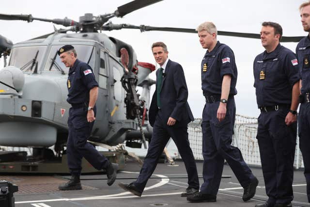 Defence Secretary Gavin Williamson on the deck of HMS Montrose at HMNB Devonport, Plymouth.