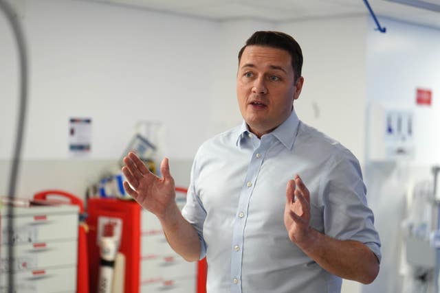 Health Secretary Wes Streeting speaking to the media at a hospital