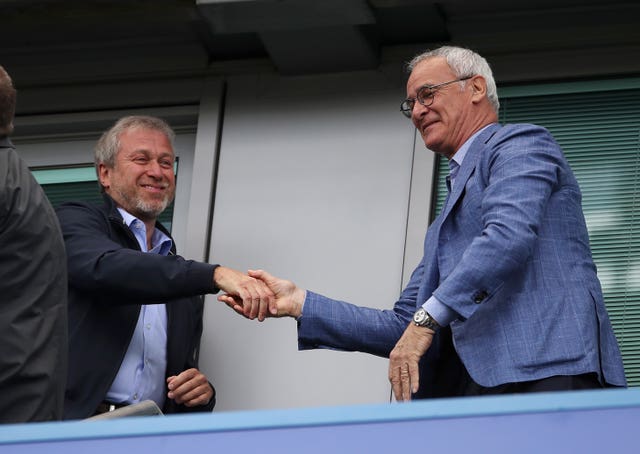 Claudio Ranieri pictured last season with Roman Abramovich 