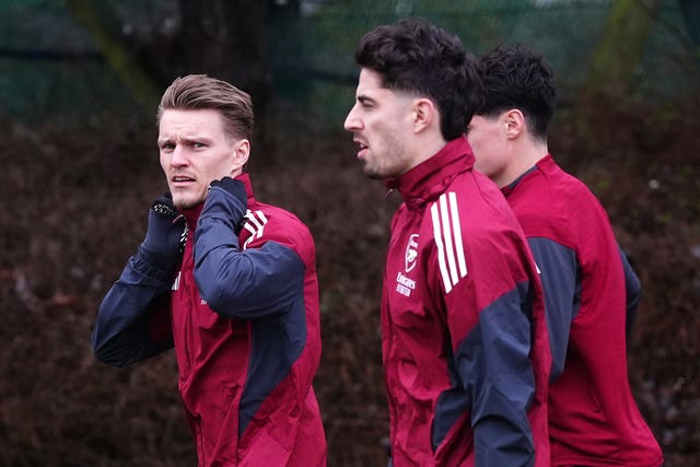 Martin Odegaard (left), and Kai Havertz at training