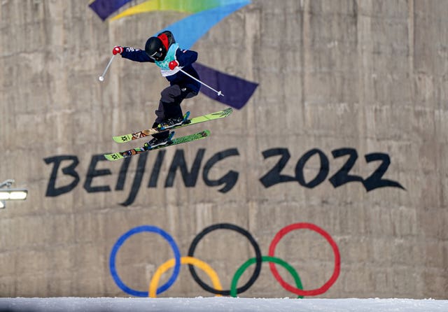 Great Britain’s Kirsty Muir flies through the air during the women’s freestyle qualification event on Monday