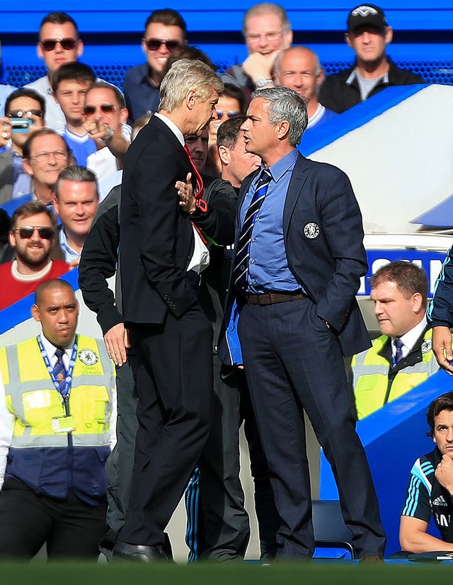 Arsenal manager Arsene Wenger (left) has had a tumultuous relationship with current Manchester United boss Jose Mourinho 