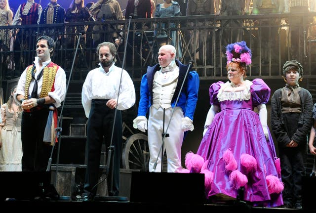Lucas, centre, during the curtain call of Les Miserables In Concert the 25th Anniversary at the O2 in London in 2010