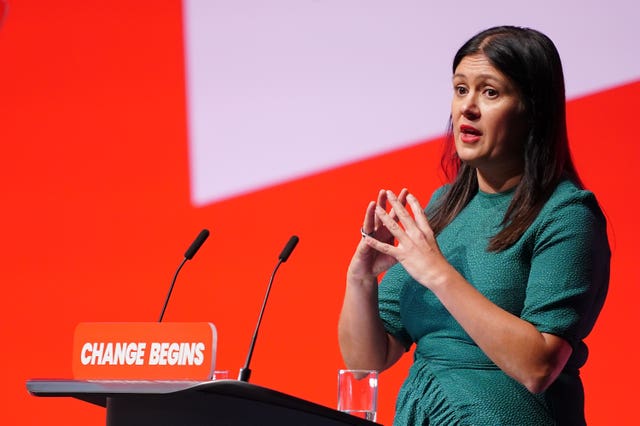 Culture Secretary Lisa Nandy gives a speech at the Labour Party Conference in Liverpool