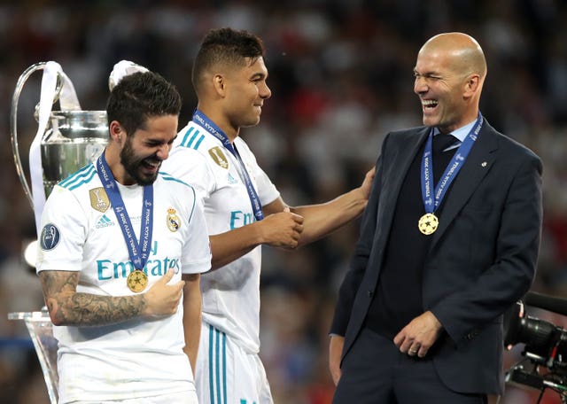 Zinedine Zidane, right, won the Champions League three times during his first spell as Real Madrid manager