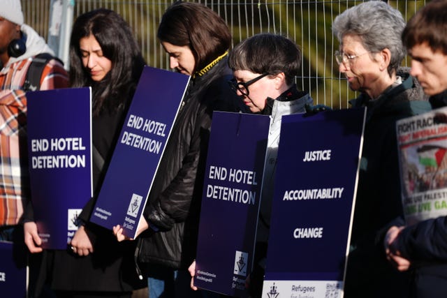 Protesters with placards