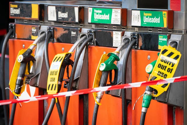 Out of use petrol pumps at a petrol station in central London.