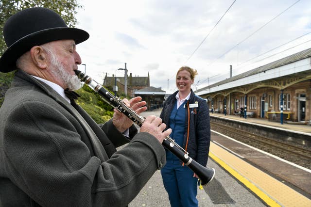 Railway station clarinet player
