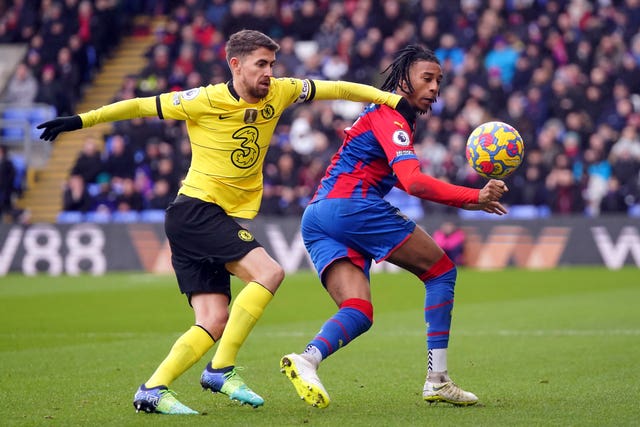 Crystal Palace’s Michael Olise dragged a chance wide