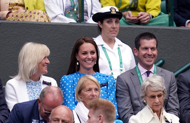 The Duchess of Cambridge alongside Tim Henman in the stands