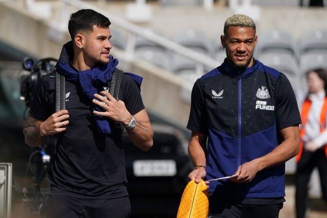 Newcastle team-mates Bruno Guimaraes and Joelinton