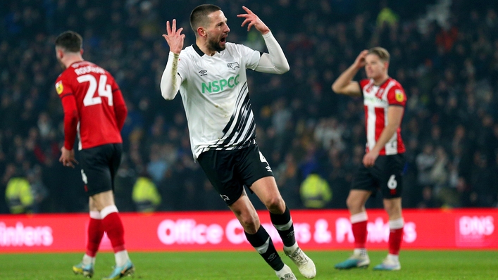 Conor Hourihane grabbed the equaliser for Derby (Nigel French/PA)