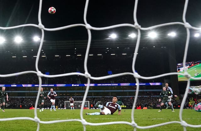 Ollie Watkins slips while taking a penalty 