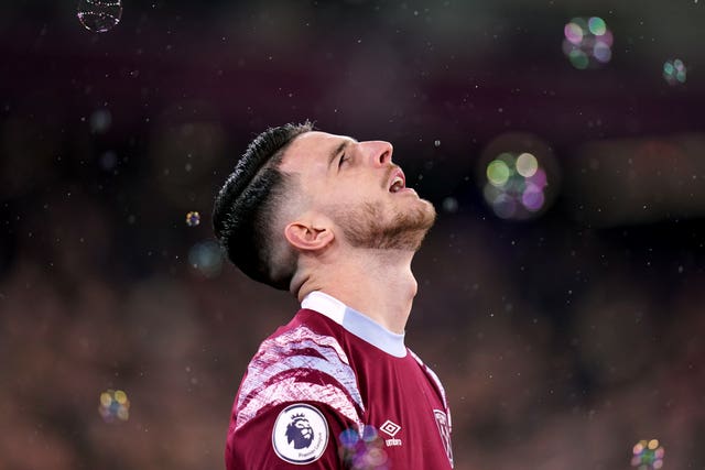 Declan Rice walks off the pitch