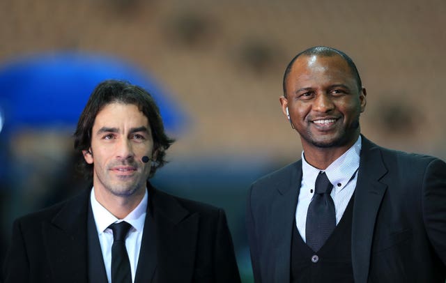 Robert Pires (left) feels his old Arsenal team-mate Patrick Vieira (right) has what it takes to become the next Arsenal manager. (Mike Egerton/EMPICS Sport)