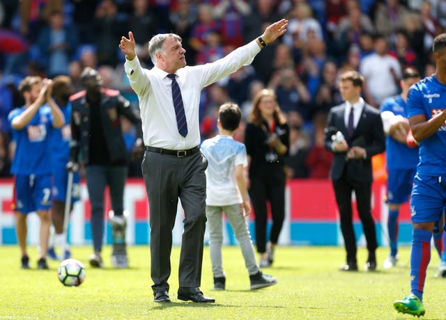 Allardyce applauds the Crystal Palace fans on a lap of appreciation at Selhurst Park 