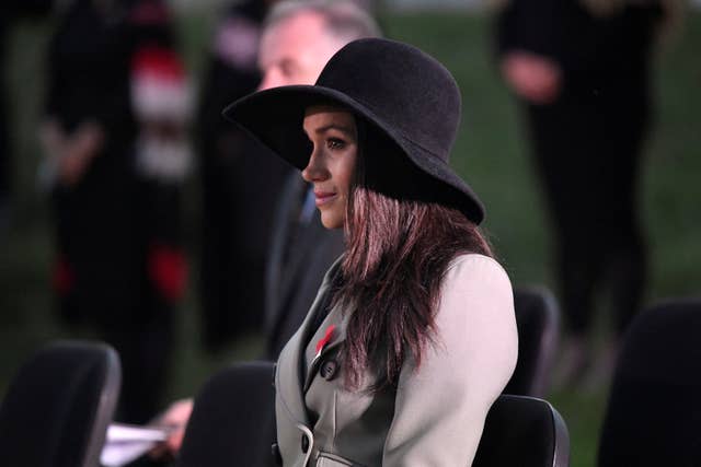 Ms Markle appeared close to tears at moments during the emotional service (Toby Melville/PA)