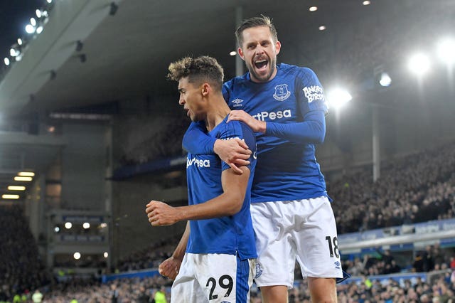 Calvert-Lewin, left, hopes his understanding with Gylfi Sigurdsson will continue to blossom (Dave Howarth/PA)