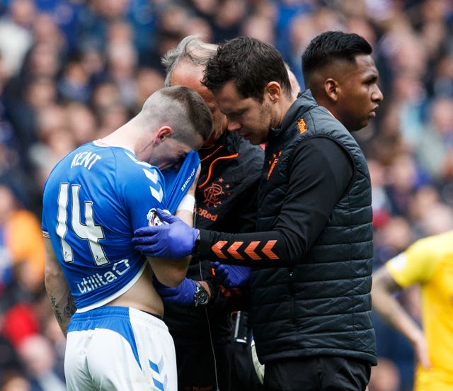 Ryan Kent leaves the field injured