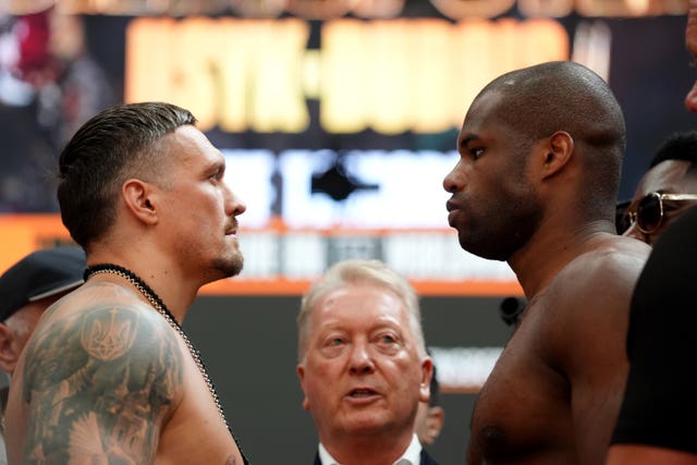 Oleksandr Usyk (left) and Daniel Dubois (right) face off 