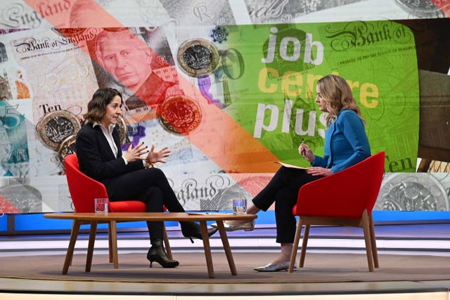 Liz Kendall sitting opposite Laura Kuenssberg in a TV studio