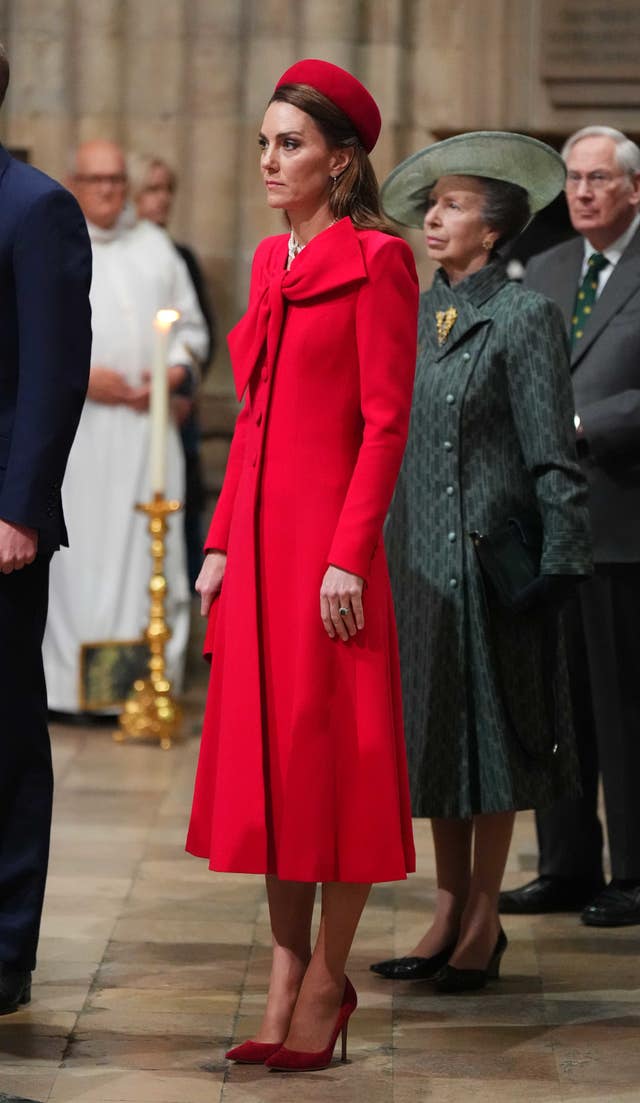 The Princess of Wales in a red dress