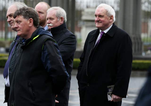 Former Taoiseach Bertie Ahern (right) attended the tower's reopening (Brian Lawless/PA)