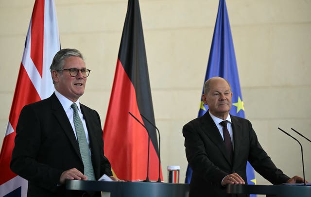 UK Prime Minister Sir Keir Starmer with German Chancellor Olaf Scholz