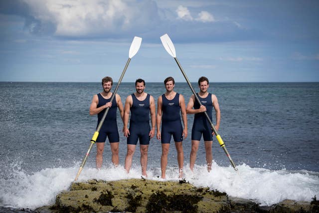 Dicky Taylor, Peter Robinson, Stuart Watts and George Biggar in training ahead of the Talisker Whisky Atlantic Challenge (Hank Jansen / PA Wire)
