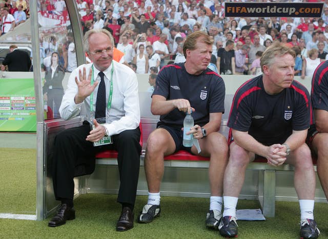 Sven-Goran Eriksson (left) on the England bench