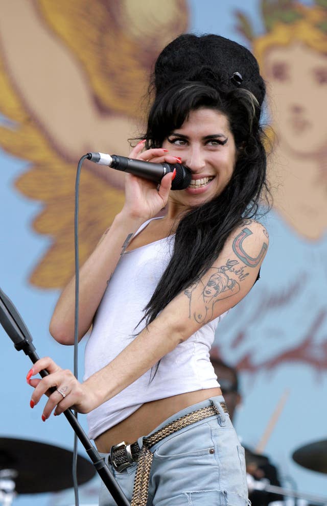 Amy Winehouse performing at the Isle of Wight Festival