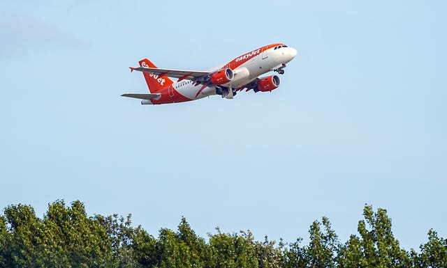 An easyJet plane taking off from Liverpool Airport