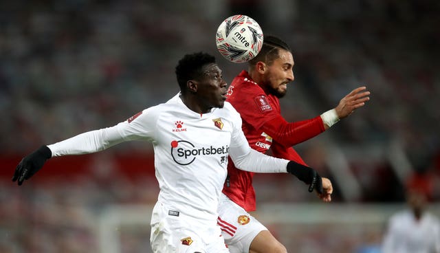 Ismaila Sarr, left, showed glimpses of his ability in Manchester