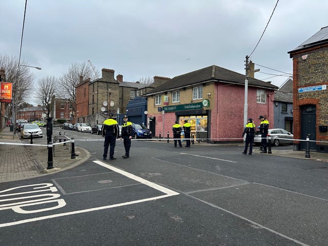 Gardai in the Arbour Hill area of Stoneybatter in Dublin following a suspected knife attack 